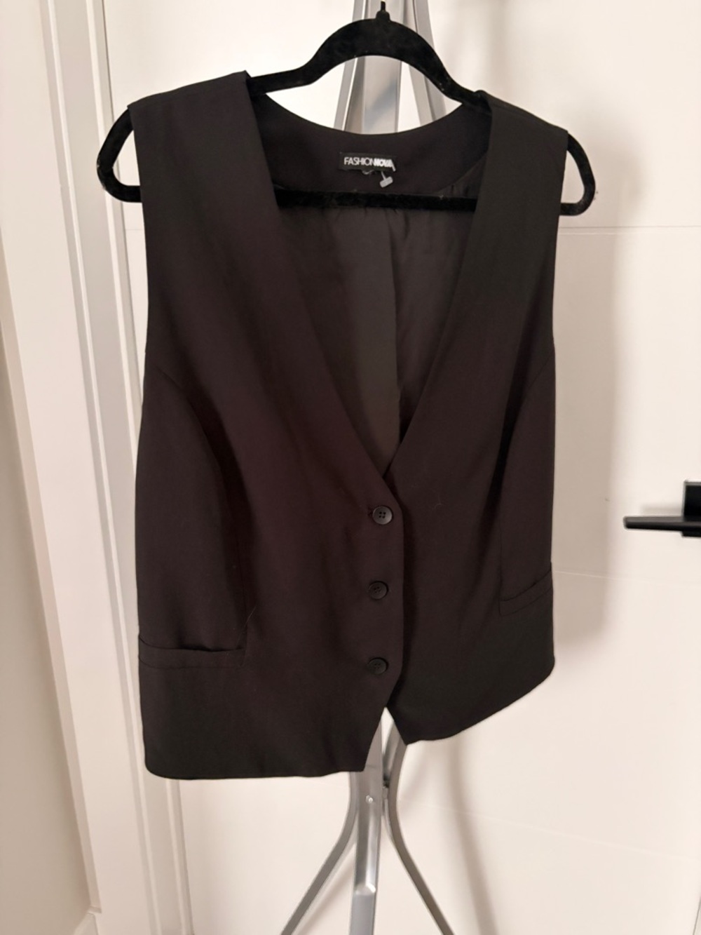 Fashion Nova Black Sleeveless Button Vest
